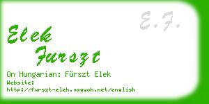 elek furszt business card